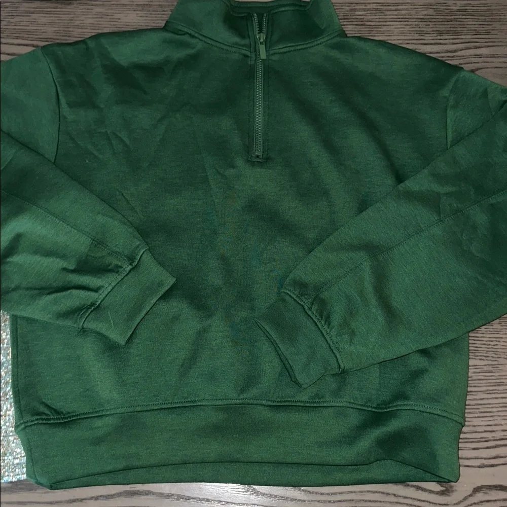 Zenana Women's Scuba 1/4 Zip Pullover Hunter Green ❤️ NEW